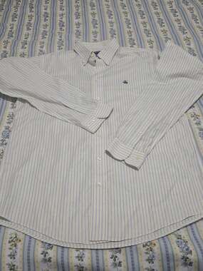 Brooks Brothers Fleece Boys XL Yellow Blue Stripe Non Iron Supima Cotton Shirt